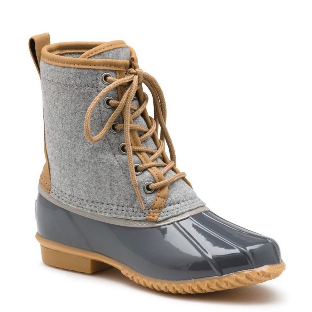 HARLEQUIN LACE-UP DUCK BOOT - Grey